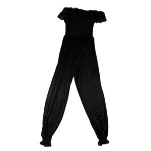 VTG Undercover Wear Jumpsuit Women Medium Black Lace Off Shoulder Goth Coquette